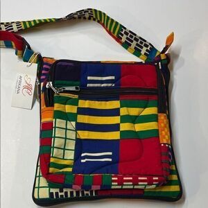 Afrikana Creations Quilted Patchwork Crossbody Bag Multicolor